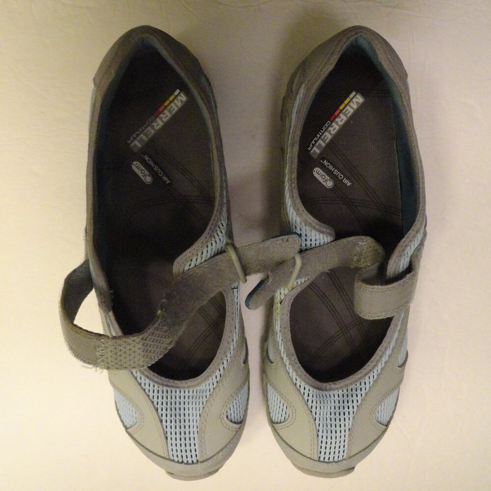 Merrell Continuum size 11 light blue, teal and gray Velcro strap shoes Waterped